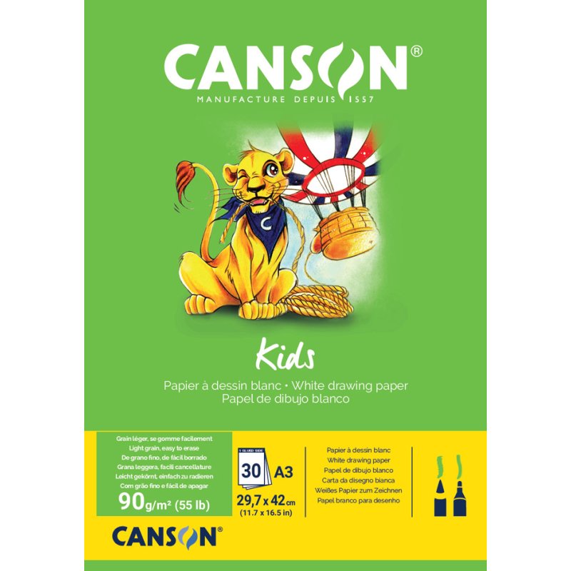 CANSON bloc de dessin enfants, A3, blanc, 30 feuilles