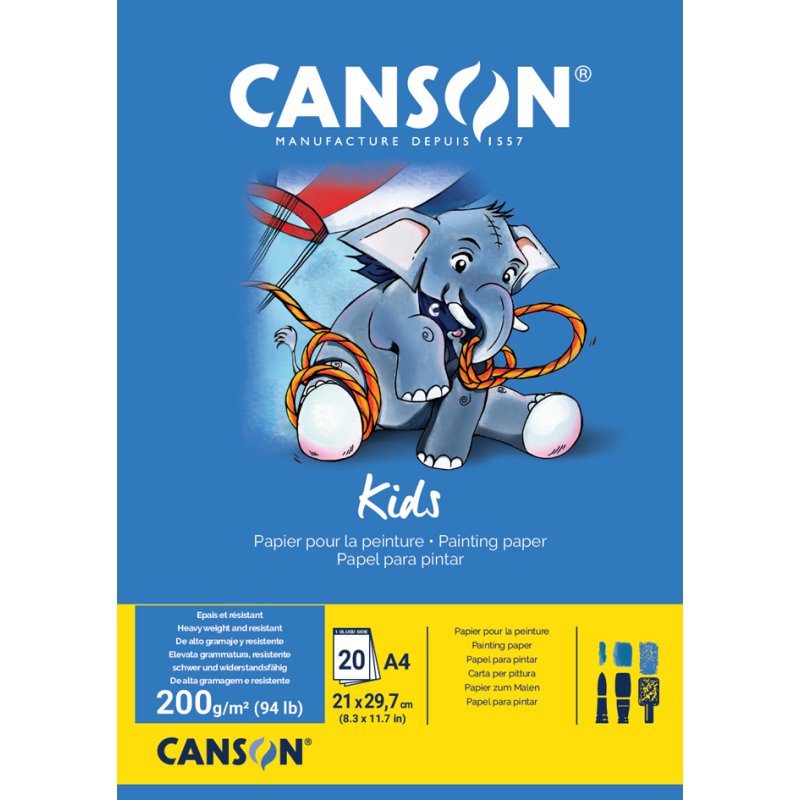 Canson bloc de dessin pour enfants, A3, blanc, 20 feuilles