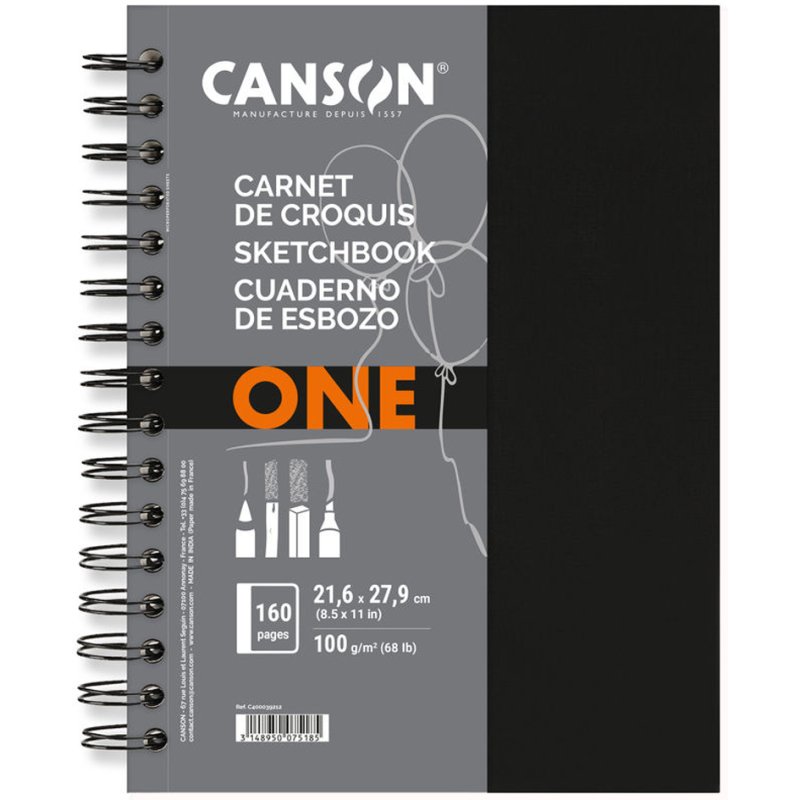 CANSON carnet de croquis ArtBook One, noir, 216×279 mm, 80 feuilles