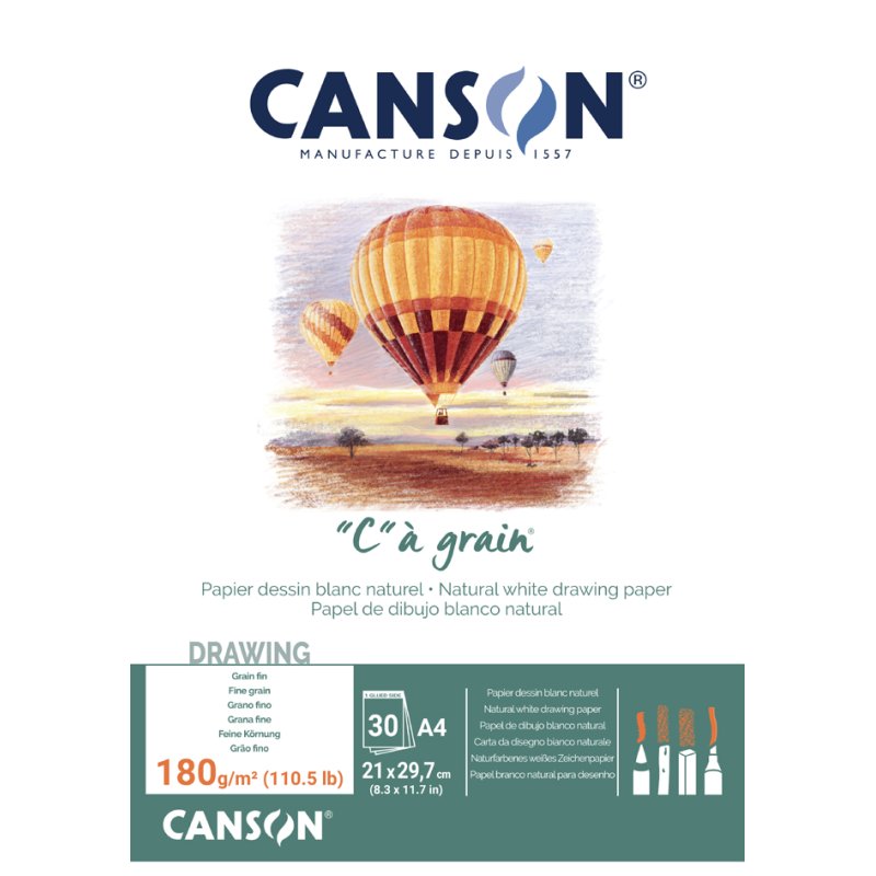CANSON bloc de croquis C grainé, A4, 224 g/m², 30 feuilles