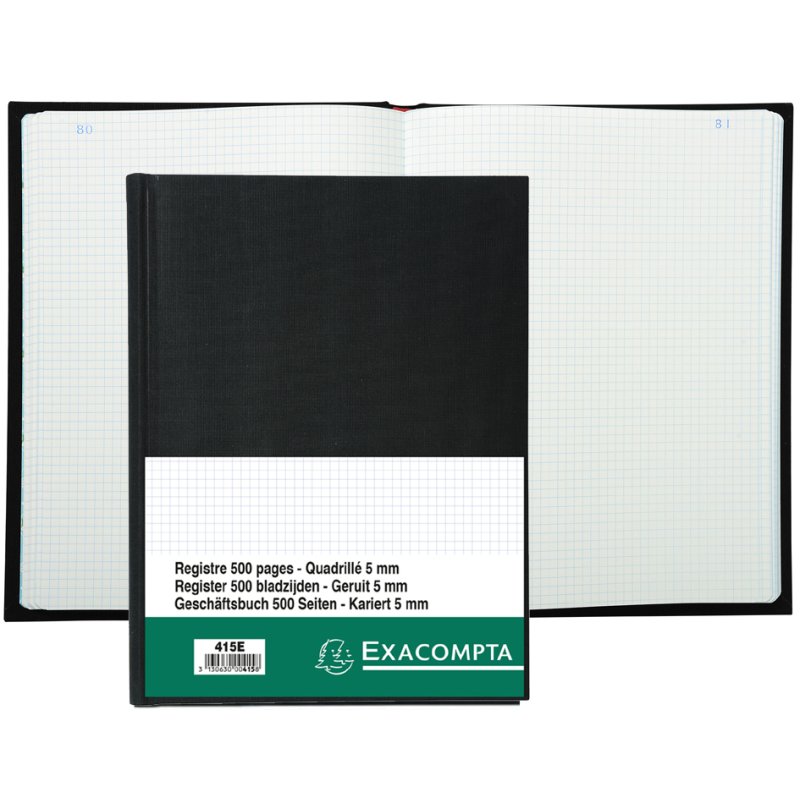 EXACOMPTA zakelijk notitieboek, A4, geruit, 250 vel