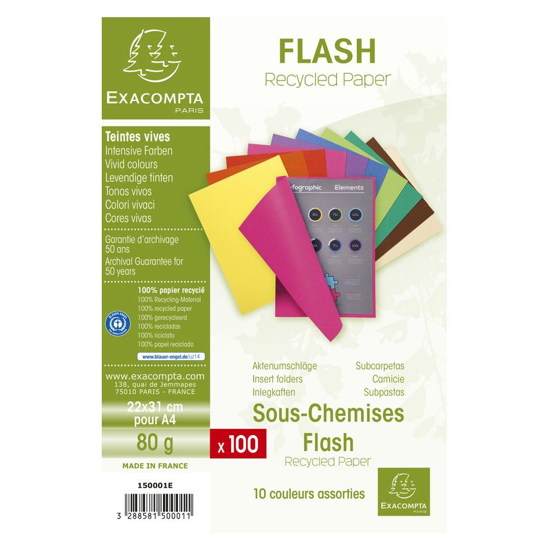 EXACOMPTA documentmappen FLASH 80, A4, 10 kleuren gesorteerd, 100 stuks