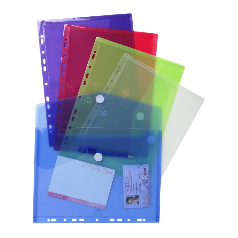 EXACOMPTA documententas A4, transparant PP, klittenband, 5 stuks
