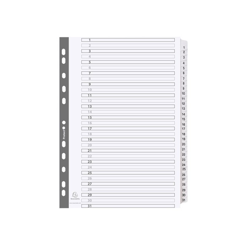 EXACOMPTA tabbladen 1-31, A4, wit, 31-delig