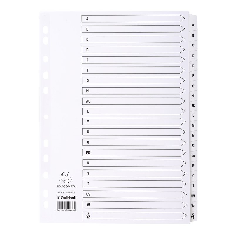 EXACOMPTA tabbladen A-Z, A4, wit, 20-delig