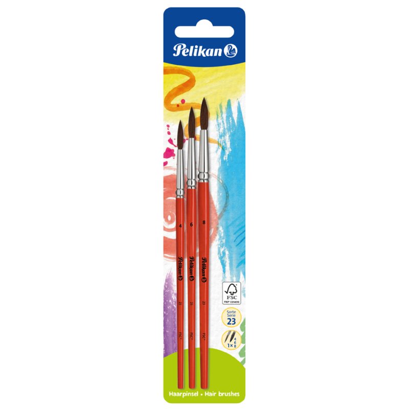 Pelikan set de pinceaux à cheveux Série 23, 12 pièces, crin de poney