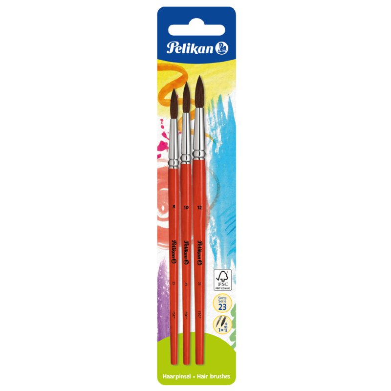 Pelikan set de pinceaux à cheveux Série 23, 12 pièces, crin de poney