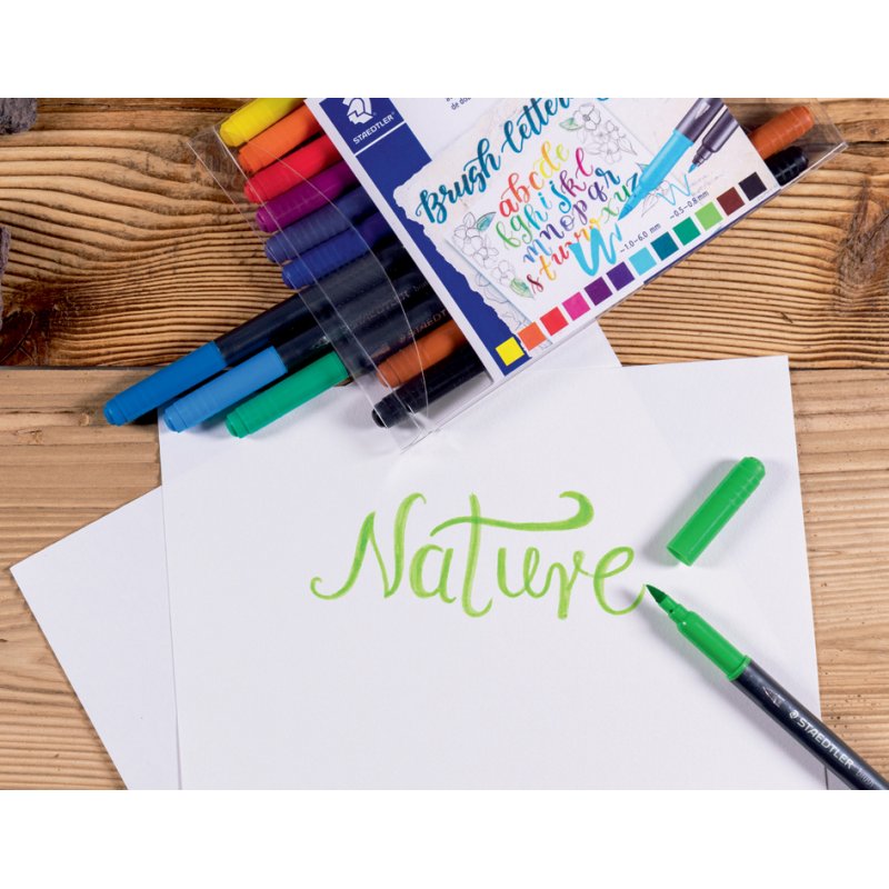 STAEDTLER double-ended felt-tip pens for handlettering, Design Journey, 12 pieces, 2 tips, fine & brush