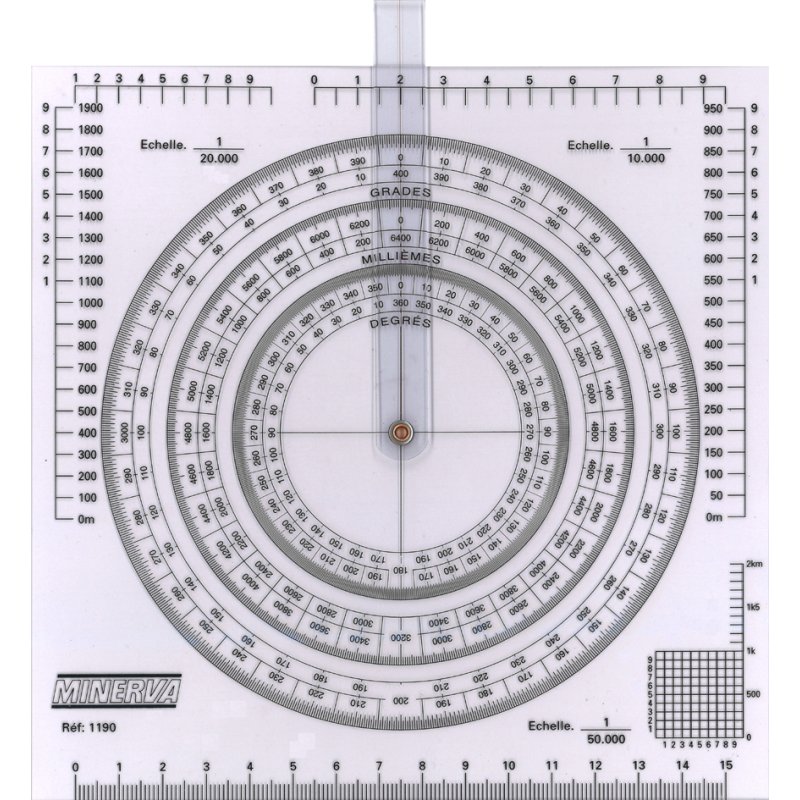 MINERVA transparent protractor, transparent, 170×170 mm, rotating cursor