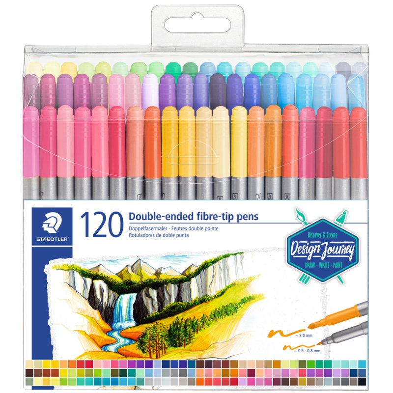 STAEDTLER feutres double pointe Design Journey, 2 pointes, 72 pièces, étui