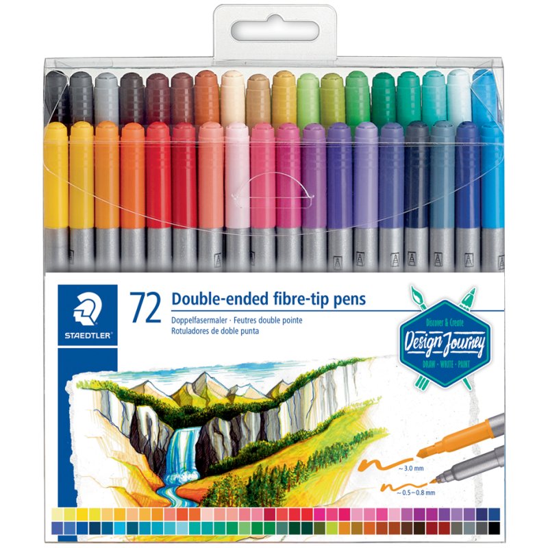 STAEDTLER feutres double pointe Design Journey, 2 pointes, 72 pièces, étui