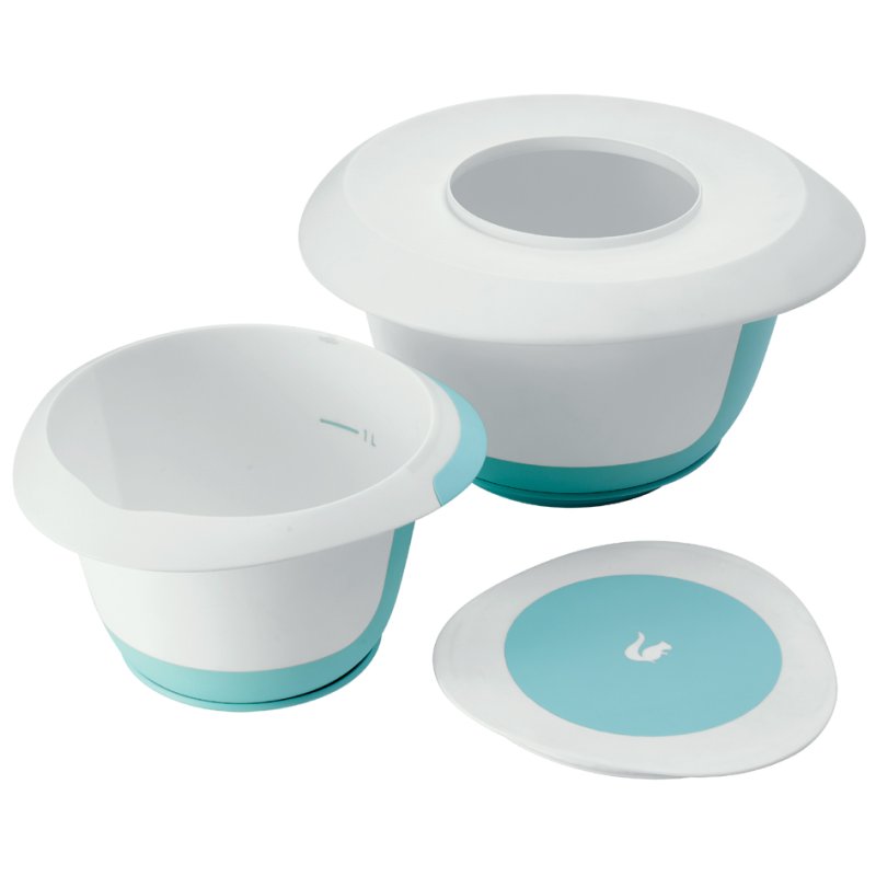 keeeper ensemble de bols à mélanger marla, avec ventouse, aigue-marine/blanc, 1,5 + 3,5 litre
