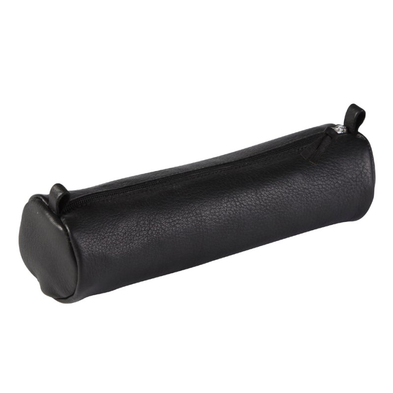 Clairefontaine leren rolbeursje, zwart, echt lamsleer, 35 mm × 180 mm