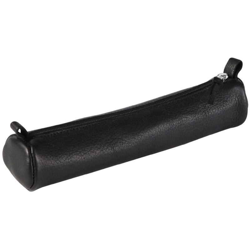 Clairefontaine leren rolbeursje, zwart, echt lamsleer, 35 mm × 180 mm