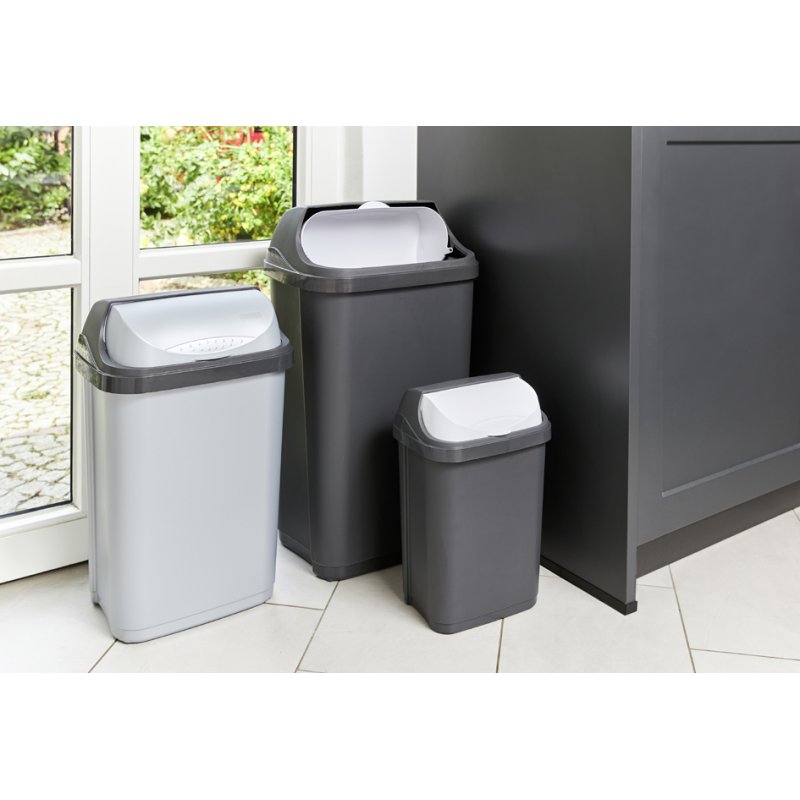 keeeper bac de rangement Rasmus, couvercle roulant, couleur argent, 25 litres