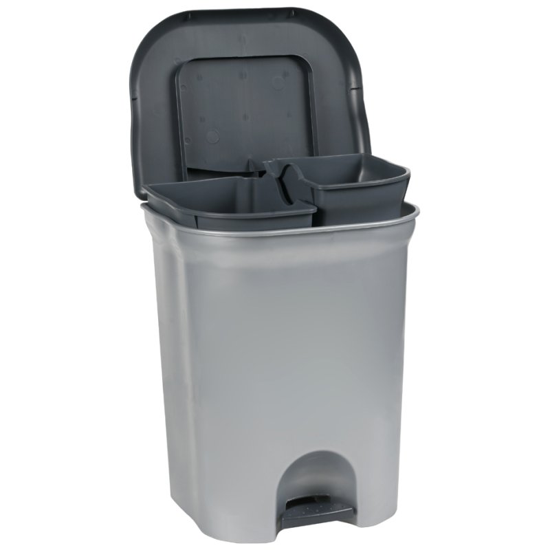 keeeper step bin Torge, 2×11 litres, silver-coloured