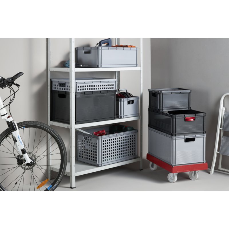 keeeper boîte de rangement robert, 64 litres, gris, empilable