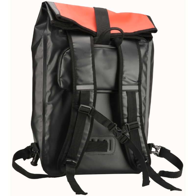 FISCHER bicycle luggage carrier bag, red/black, waterproof, 23 litres