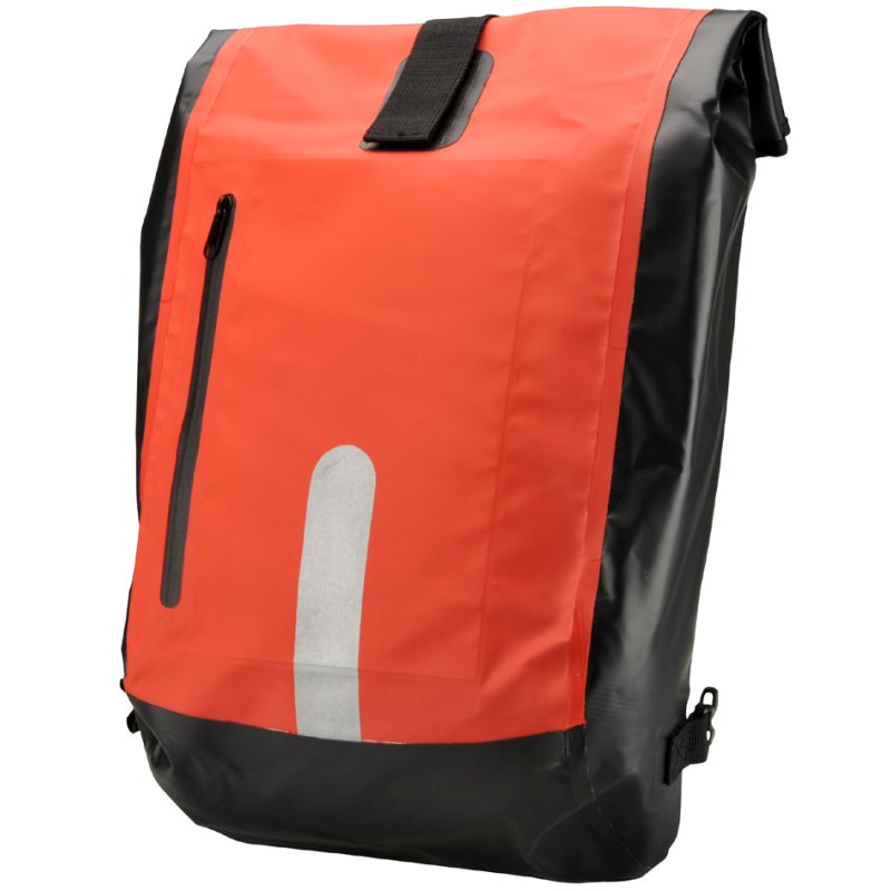 FISCHER bicycle luggage carrier bag, red/black, waterproof, 23 litres