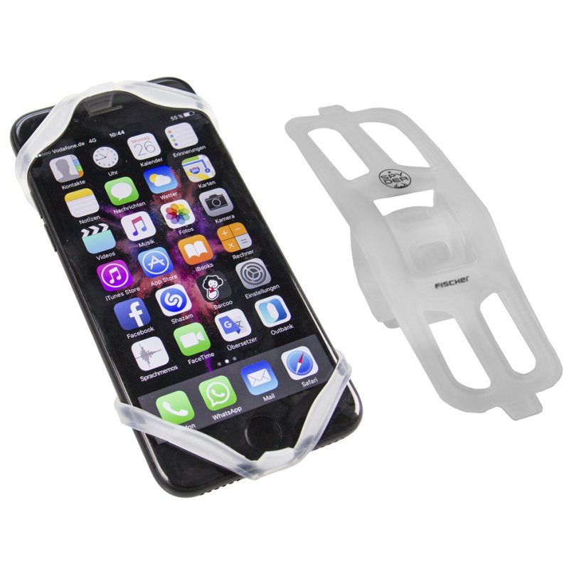 FISCHER smartphone bicycle holder, silicone, white, up to 5.3 inch
