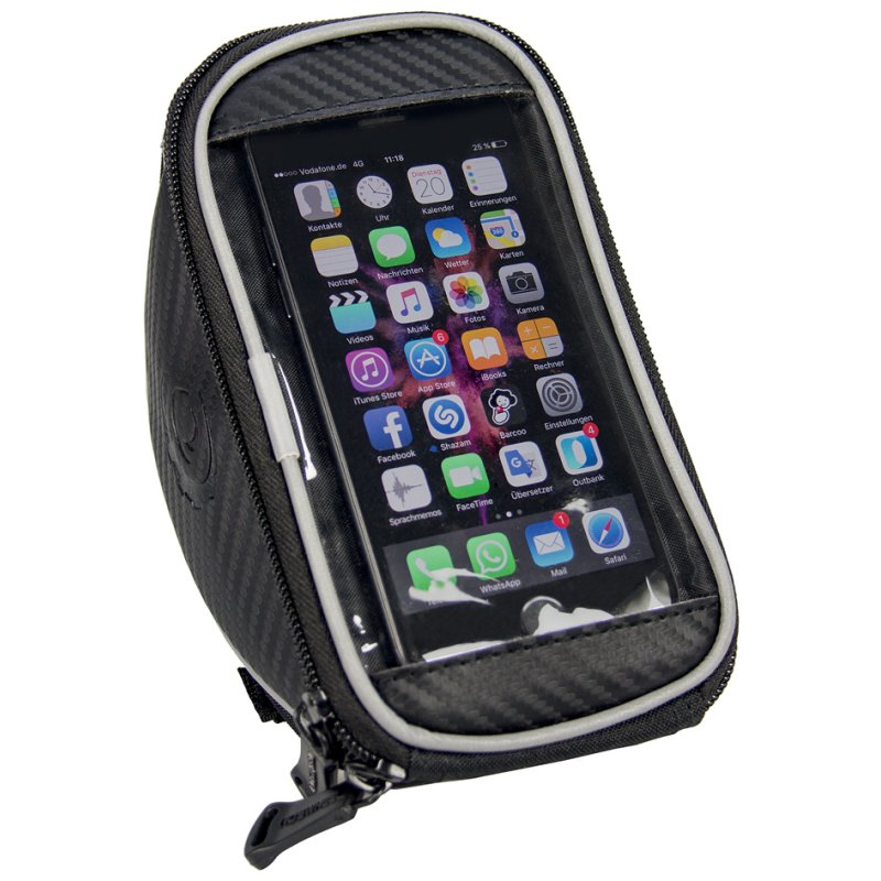 FISCHER handlebar bag with smartphone compartment, black, polyester, 110×80×260 mm