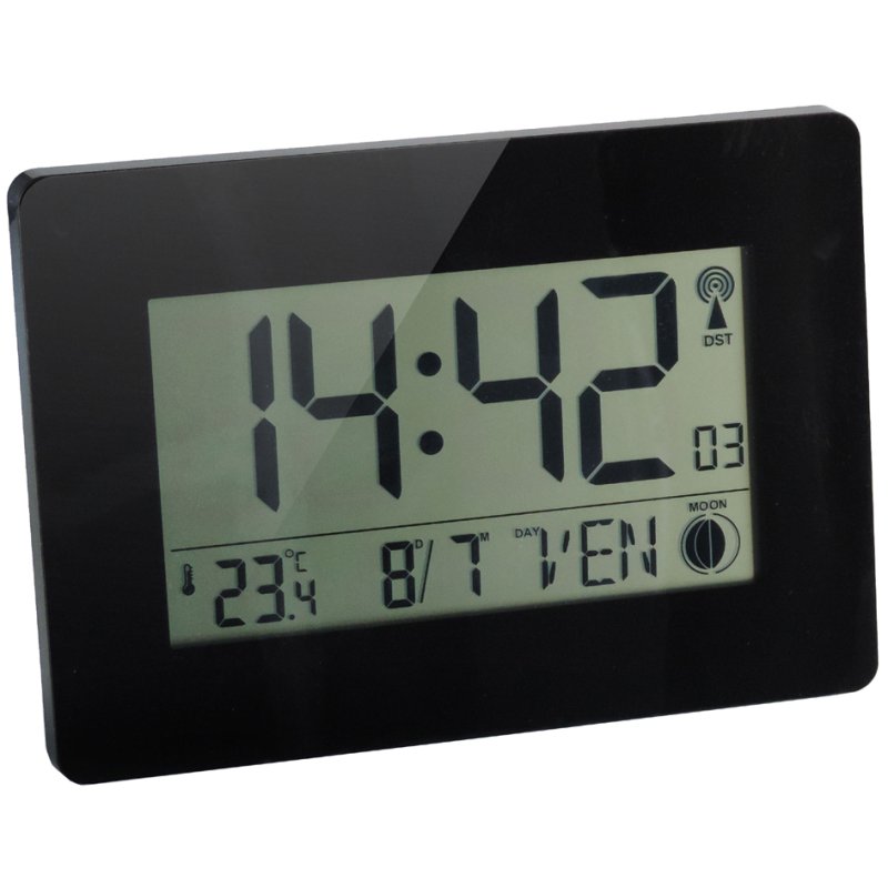 cep Orium horloge mural radiopiloté, noir, écran LCD 165×93 mm
