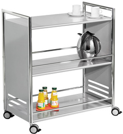 Kerkmann serveerwagen, 3 etages, zwart/chroom, 70×40×84 cm