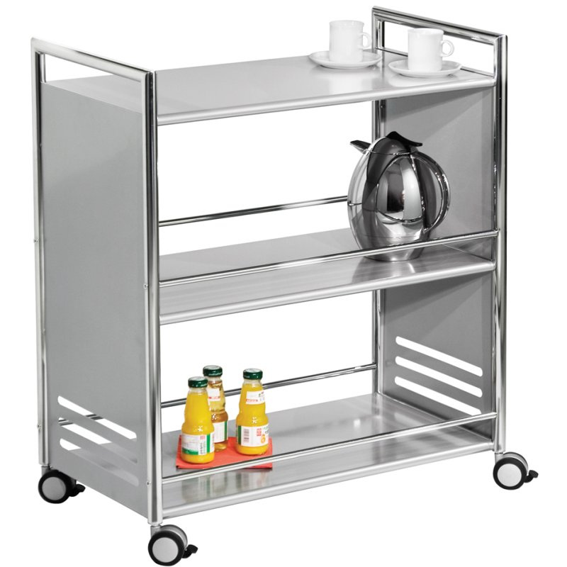 kerkmann Chariot de service, acier 3 étages, alusilver/chrome, 700×400×840 mm