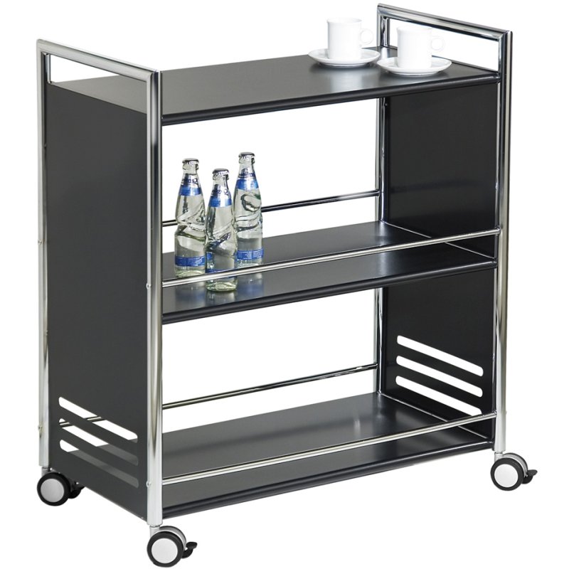 kerkmann Chariot de service, acier 3 étages, alusilver/chrome, 700×400×840 mm