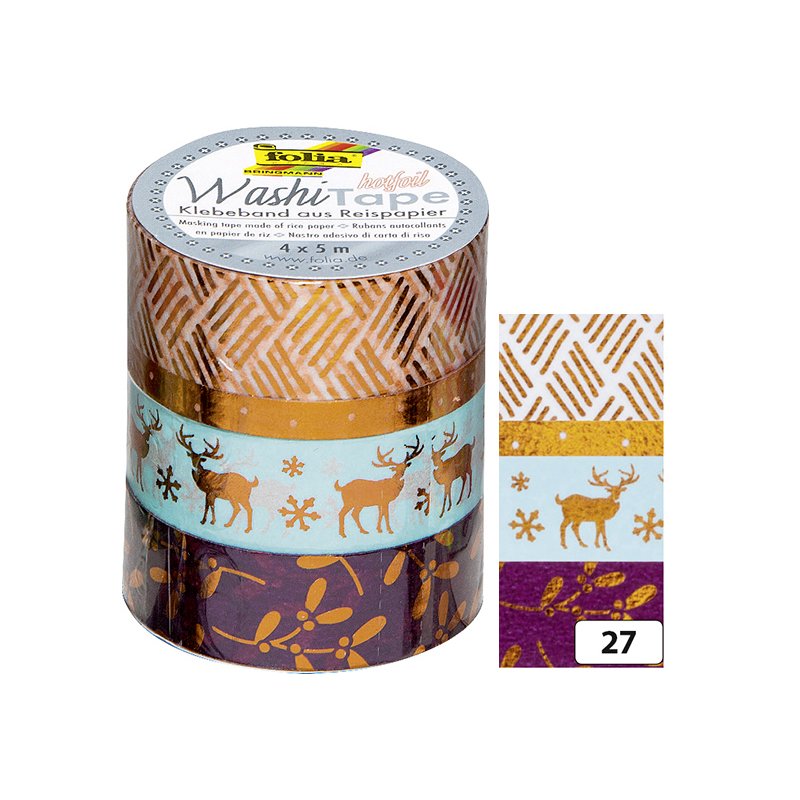folia washi-tape ijsblauwe hotfoil-look, met de hand scheurbaar, 4 rollen