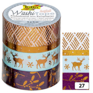 folia washi-tape ijsblauwe hotfoil-look, met de hand scheurbaar, 4 rollen