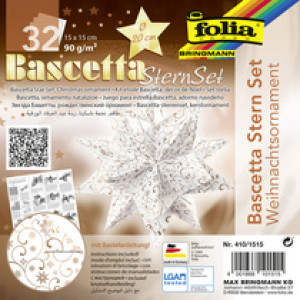 folia vouwpapier Bascetta-ster, wit-koper ornament, 150×150 mm, 32 vel