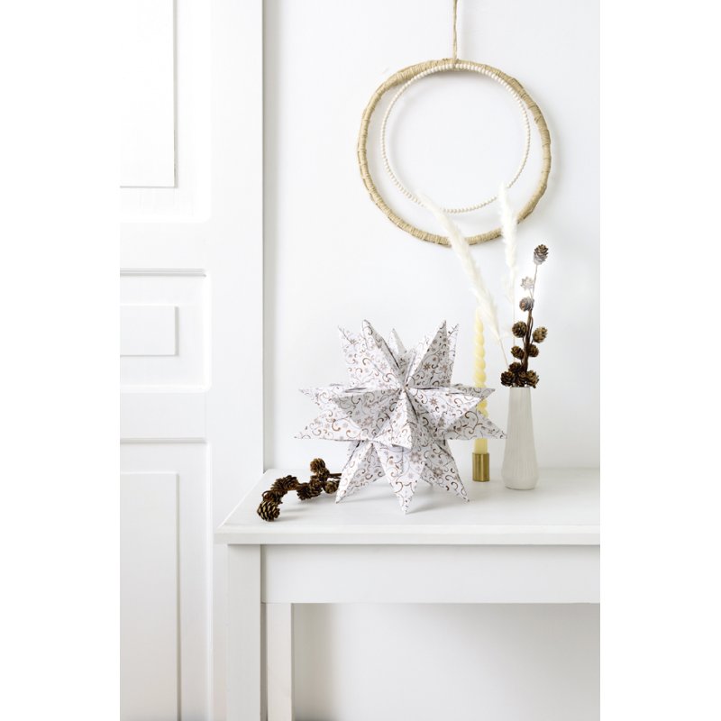 folia vouwblaadjes Bascetta-ster ornament, wit-koper, 200×200 mm, 32 stuks