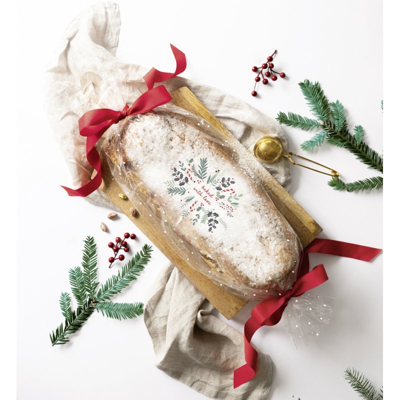 folia folietunneltjes met kerstprint, transparant, 250×640 mm, 2 stuks