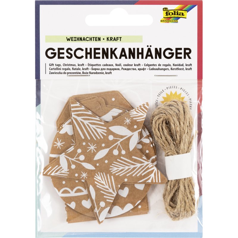 folia cadeaulabels Kerst Hotfoil, hotfolie veredelung, 12 stuks, inclusief 3 m gouden koord
