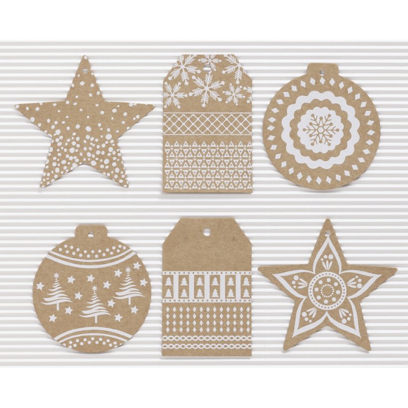 folia cadeaulabels Kerst Hotfoil, hotfolie veredelung, 12 stuks, inclusief 3 m gouden koord