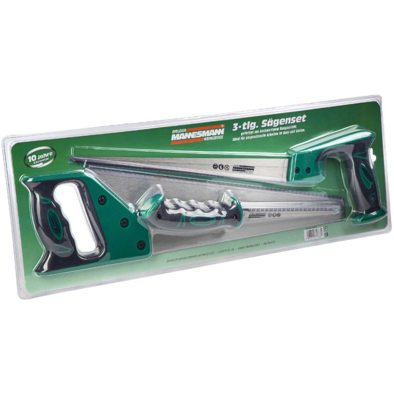BRÜDER MANNESMANN GREEN LINE 3-piece saw set, black/green, blister pack