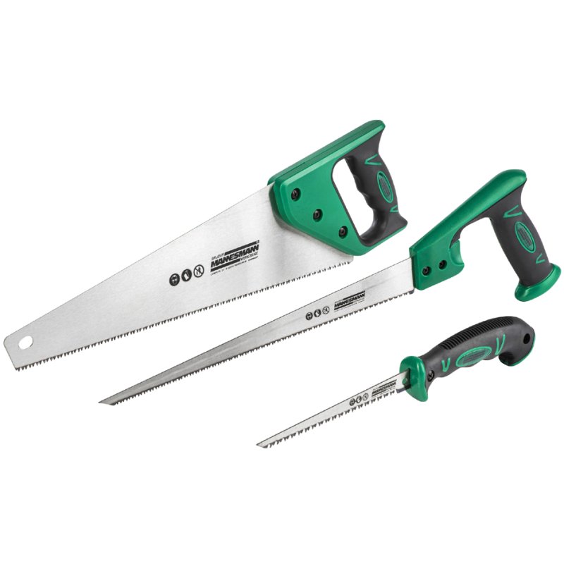 BRÜDER MANNESMANN GREEN LINE 3-piece saw set, black/green, blister pack