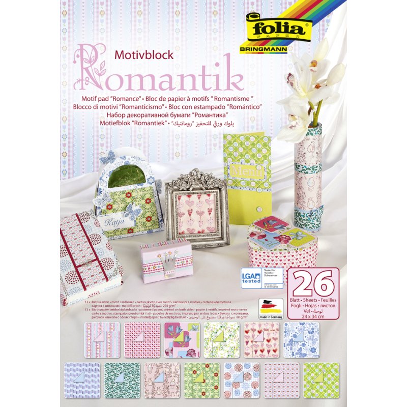 folia motiefpapierblok Romantiek, 240×350 mm, 26 vel