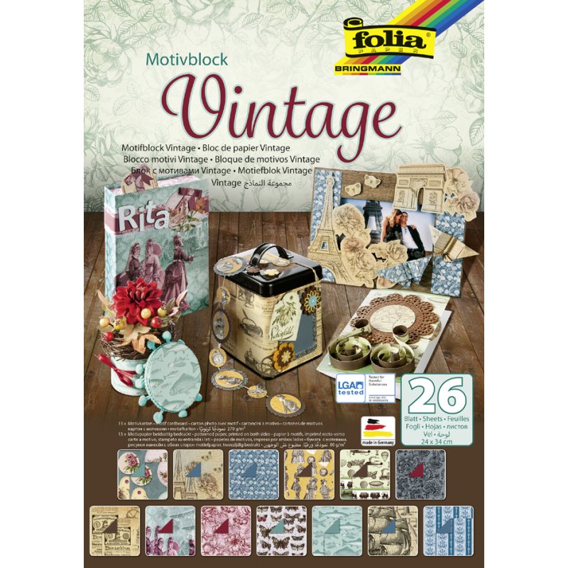 folia motivenblok Vintage, 240 × 350 mm, 26 vellen