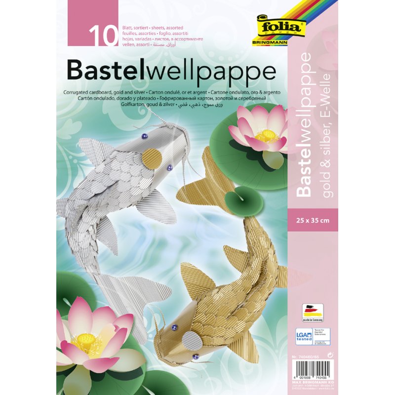 folia golfkarton A4, goud en zilver, 260 g/m², 10 vellen