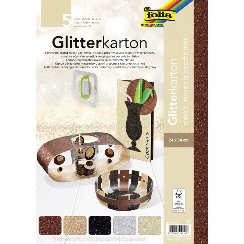 folia glitterkarton Oriental, 240 × 340 mm, 300 g/m², 5 vel