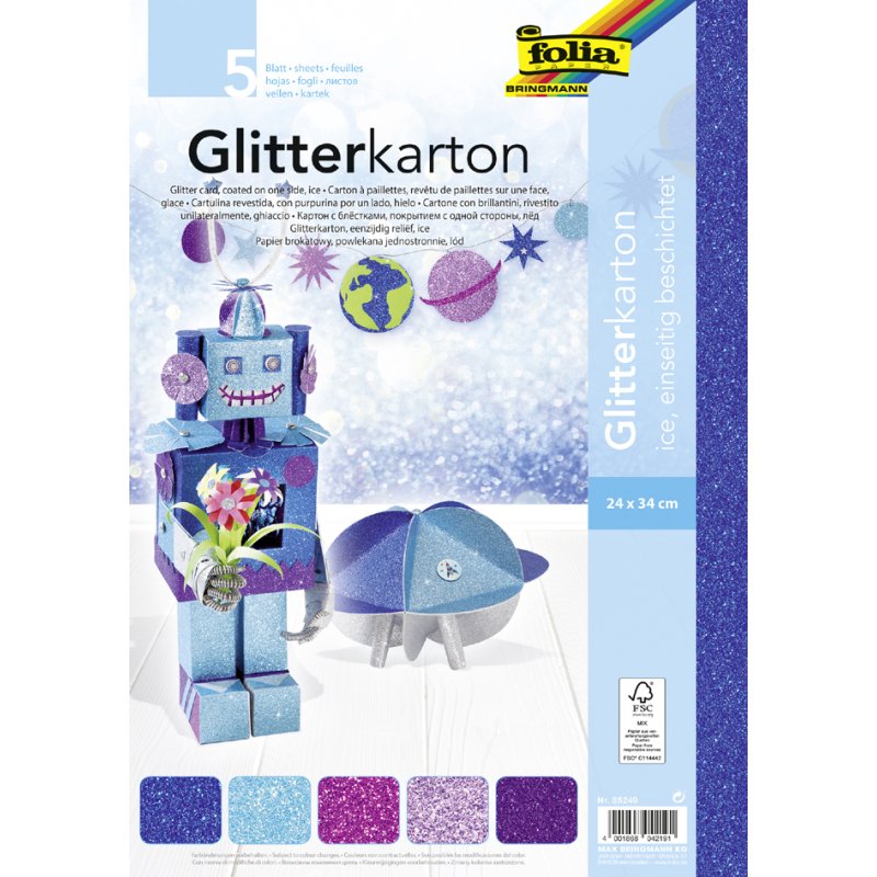 folia glitterkarton Oriental, 240 × 340 mm, 300 g/m², 5 vel