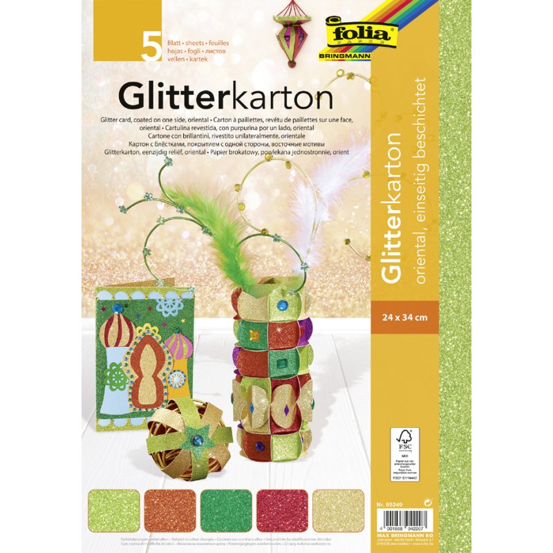 folia glitterkarton Oriental, 240 × 340 mm, 300 g/m², 5 vel