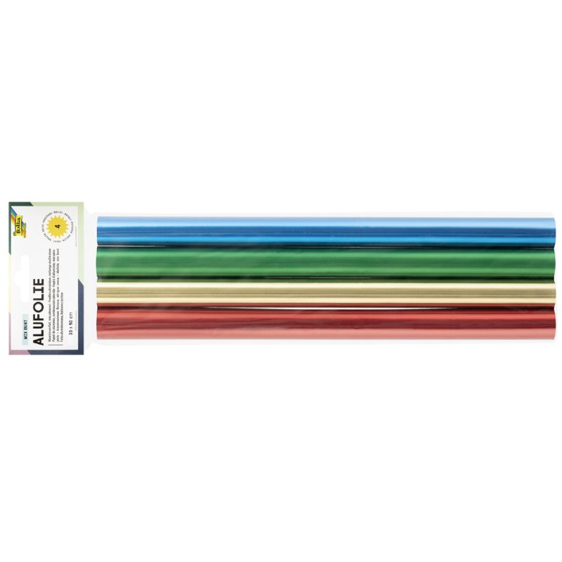 folia gekleurde aluminiumfolie voor knutselen, 30×50 cm, 4 kleuren, 4 stuks