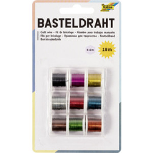 folia hobbydraden assortiment, ijzer 0,3 mm, gekleurd, 9 spoelen