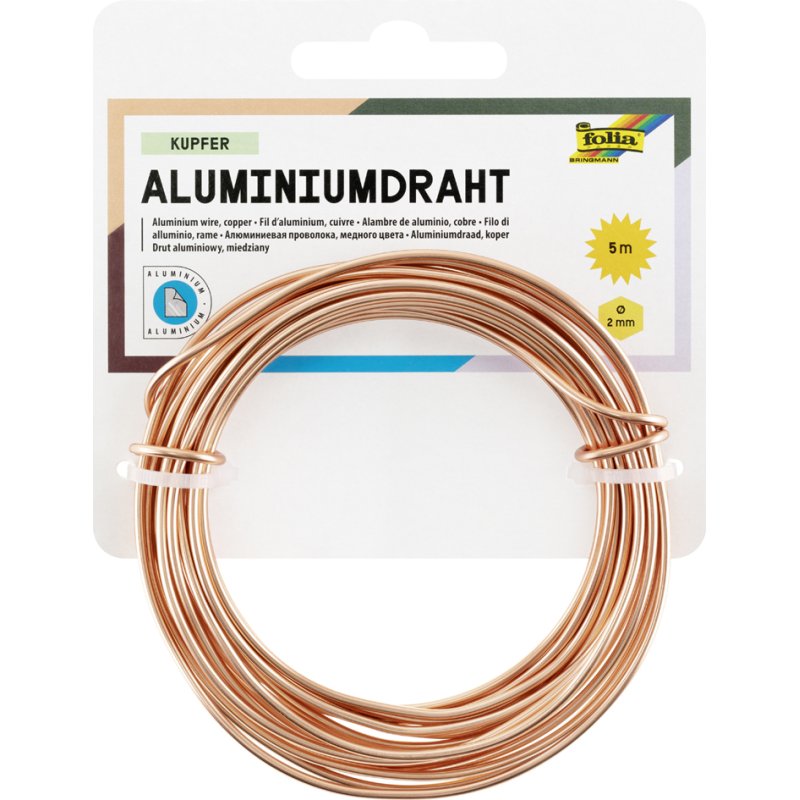 folia aluminium hobbydraadje, zilver, 2 mm × 5 m