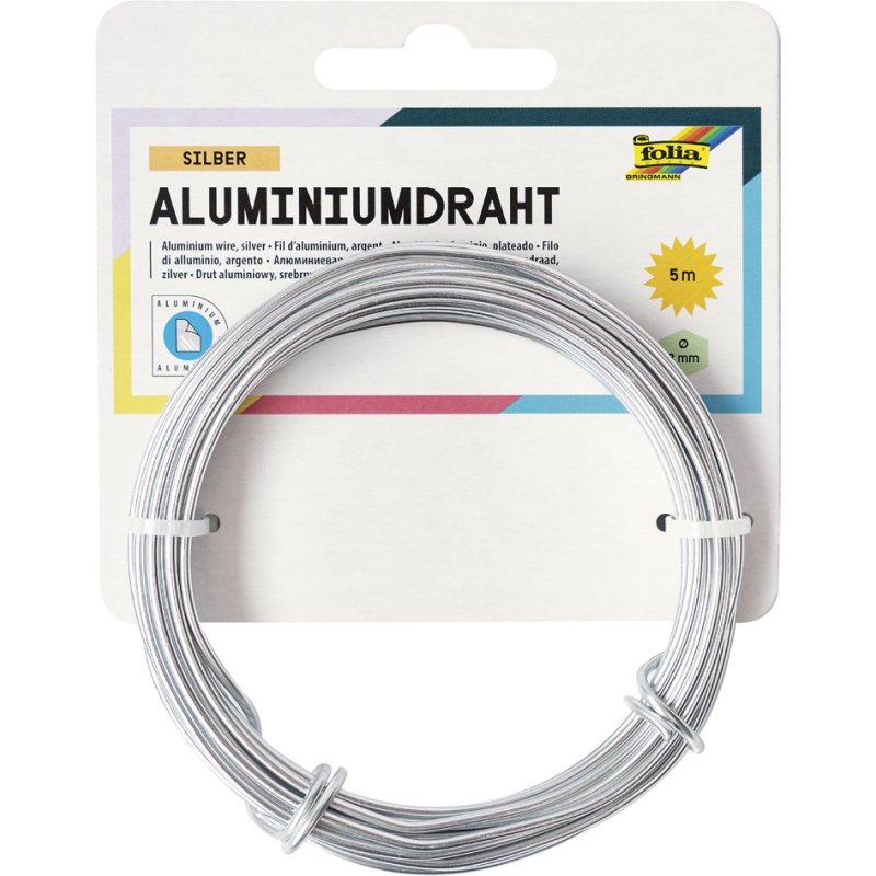 folia aluminium hobbydraadje, zilver, 2 mm × 5 m