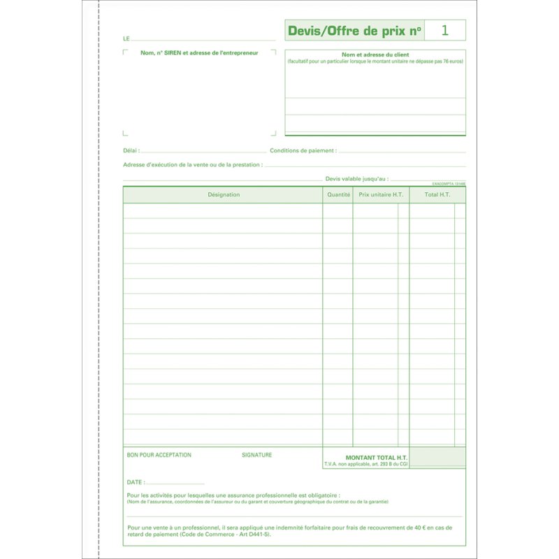 EXACOMPTA offerteboekje micro ondernemer, A4, doorschrijfpapier, 50 vel