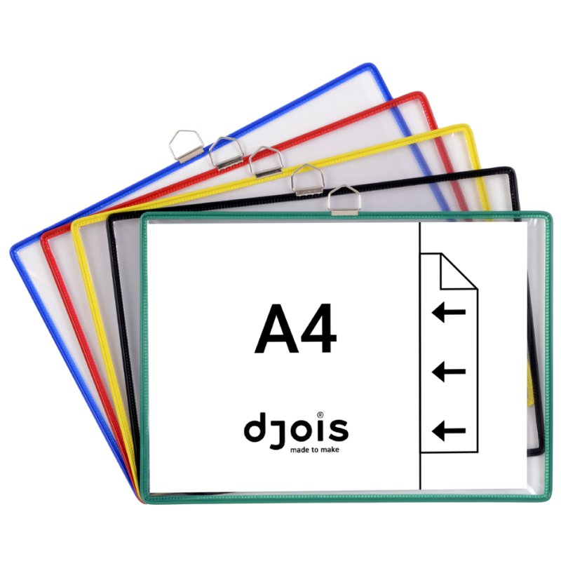 djois draagbare muurpresentatie, liggend A4, geassorteerde kleuren, 5 stuks